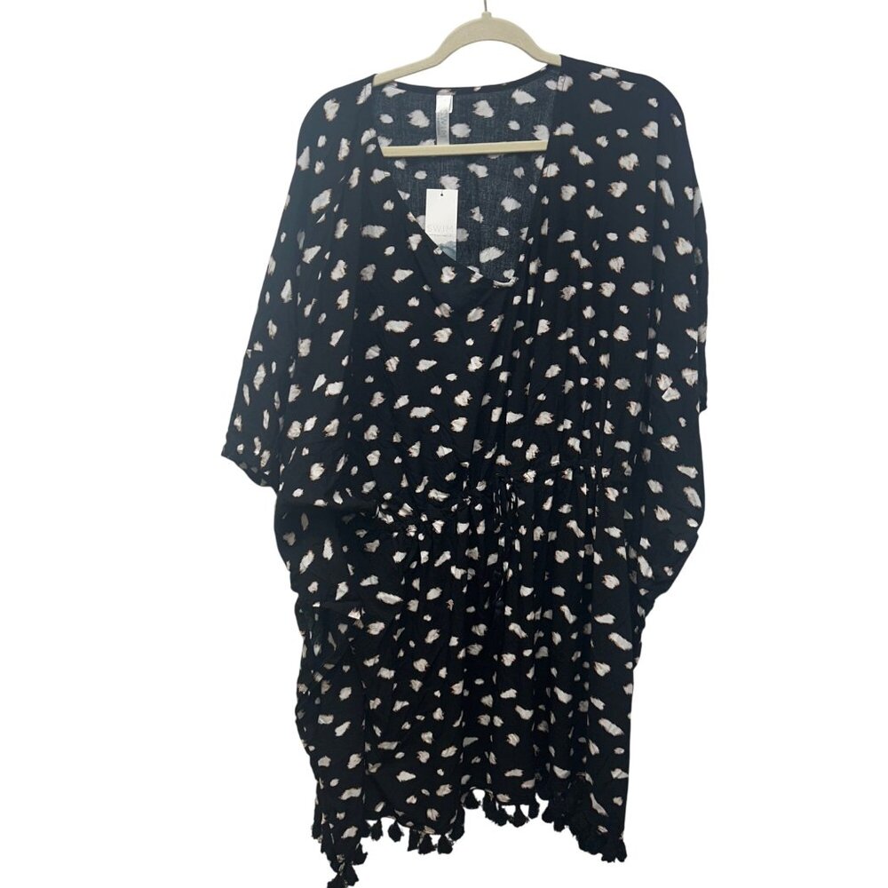 NWT Swim Cover-Up Dress Black & White Abstract Print By Cacique 22/24